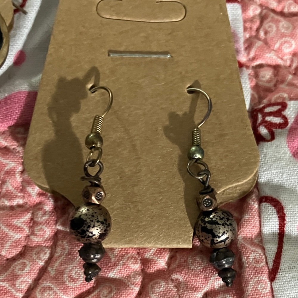 Chic Black and Bronze Beaded Earrings